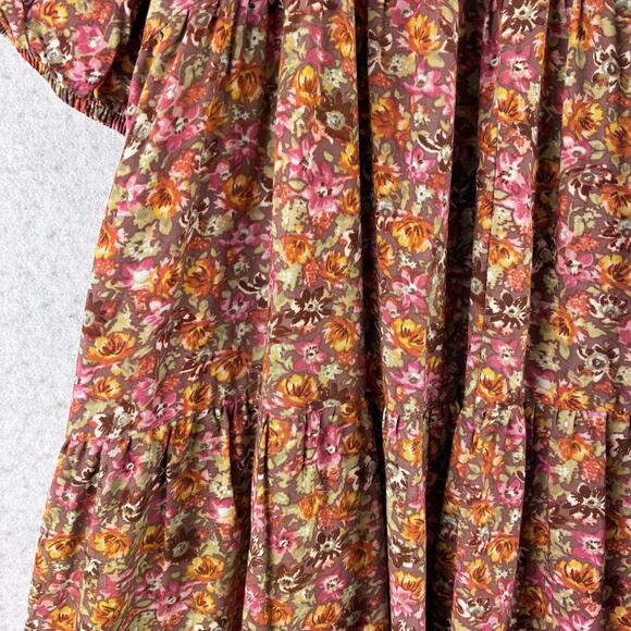 Wild Fable Tiered Cottage Dress Women's Large Ditsy Floral Peasant Puff Sleeve - Picture 3 of 10